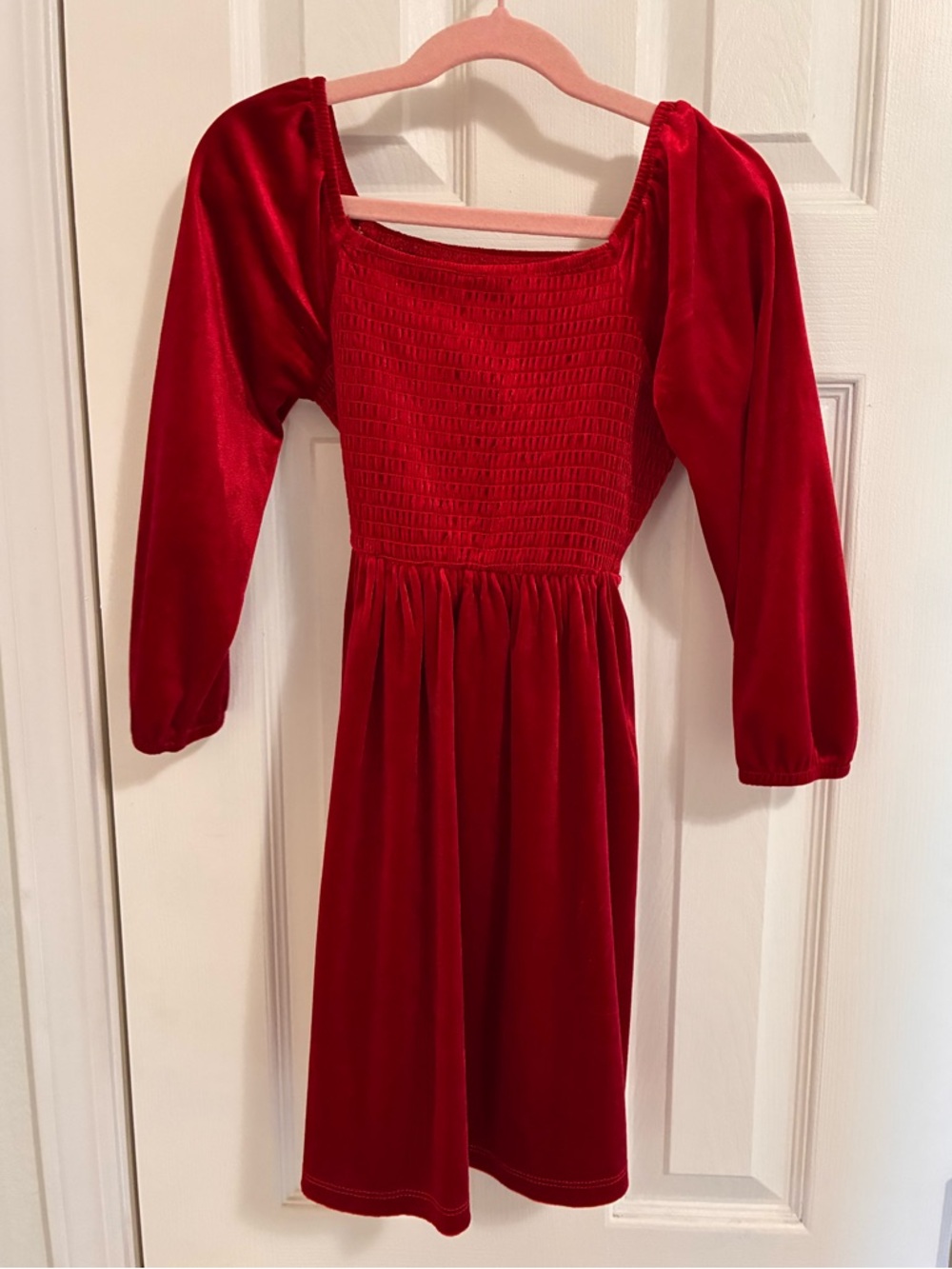 Xhilaration Red Velvet Smocked Bodice Dress